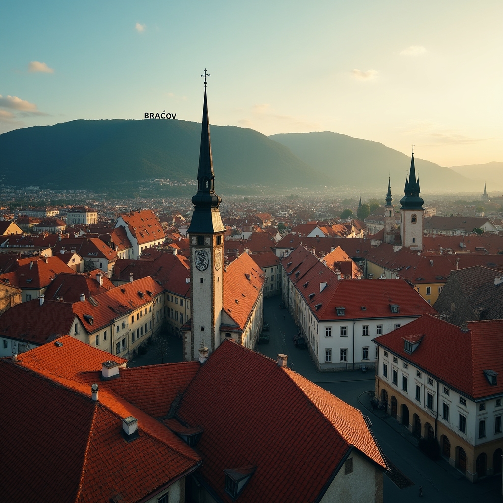 Vedere panoramică asupra Brașovului, zona de acoperire Orlenvex